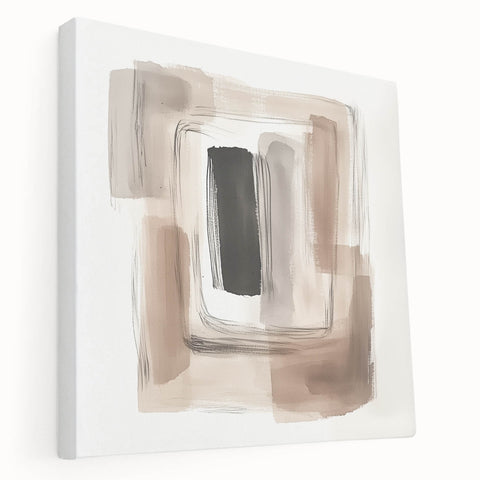 Contemporary Abstract Canvas – Earthy Beige, Brown & Black Tones