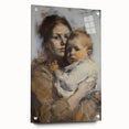 Abstract figurative acrylic artwork displayed in a glass frame, showcasing vibrant colors and detailed pin accents, perfect for modern home decor.