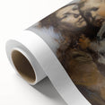 Abstract figurative rolled canvas art showcasing vibrant colors and dynamic shapes, designed to enhance modern interiors; carefully packaged in a protective tube for shipping.