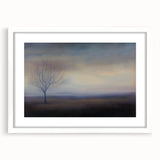 Abstract landscape art print framed with a white mat, showcasing vibrant colors and fluid shapes, perfect for modern home decor or art enthusiasts seeking a unique addition.