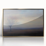 Framed acrylic artwork showcasing an abstract landscape design with gold accents, set against a vibrant backdrop, perfect for modern home decor.
