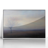 Framed acrylic artwork showcasing an abstract landscape in vibrant hues of blue and green, set against a sleek white frame, perfect for modern home decor.