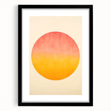 Abstract minimalist wall art featuring a black frame and mat, showcasing geometric shapes and soft hues, perfect for modern home decor and aesthetic appeal.