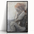 Framed abstract figurative wall art in black acrylic, showcasing a modern design with fluid shapes and contrasting textures, perfect for contemporary home decor.