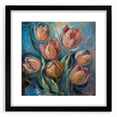 Abstract floral design framed in black, featuring vibrant colors and intricate patterns, ideal for modern home decor or art enthusiasts. Perfect for enhancing interior aesthetics with a touch of elegance.