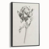 Framed canvas artwork showcasing an abstract floral design with vibrant colors, viewed from the side against a neutral background, perfect for modern decor.