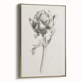 Framed canvas artwork showcasing a vibrant abstract floral design with gold accents, viewed from the side, perfect for modern home decor.