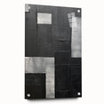 Abstract minimalist wall art featuring geometric shapes and soft pastel colors, elegantly displayed in a side view with pins holding it in place. This acrylic glass piece enhances modern interiors with its sleek design.
