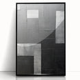 Framed abstract minimalist wall art featuring a sleek black design, displayed from the front view, ideal for modern home decor and artistic interiors.