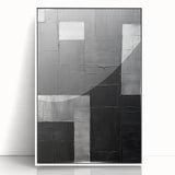 Framed minimalist abstract wall art in white acrylic, showcasing soft geometric shapes and clean lines, perfect for modern home decor.