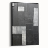 Framed abstract minimalist wall art featuring a sleek black design, displayed from a side view to showcase its elegant contours and modern aesthetic, ideal for contemporary decor.