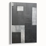 Framed abstract minimalist wall art showcasing a white background with elegant geometric shapes in soft gray tones, perfect for modern home decor.
