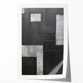 Abstract minimalist wall art print showcasing soft pastel colors of blue, pink, and beige, rolled up in a protective cardboard tube, perfect for modern decor.