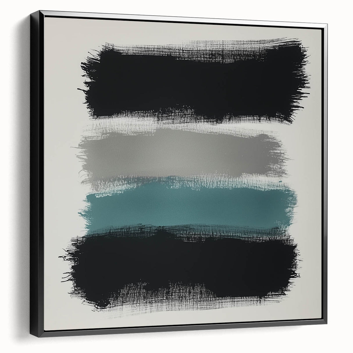 Minimalist Abstract Wall Art – Black, Teal & Gray Brushstrokes