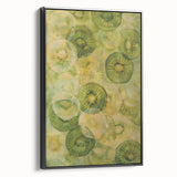 Black and white framed canvas featuring a vintage poster-style landscape with various fruits, ideal for bedroom wall art.