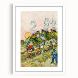 Impressionist Village Scene Wall Art - Van Gogh's Houses and Figure Print