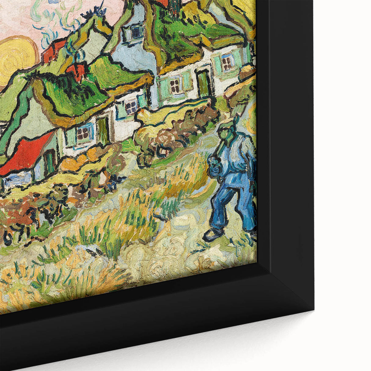 Impressionist Village Scene Wall Art - Van Gogh's Houses and Figure Print