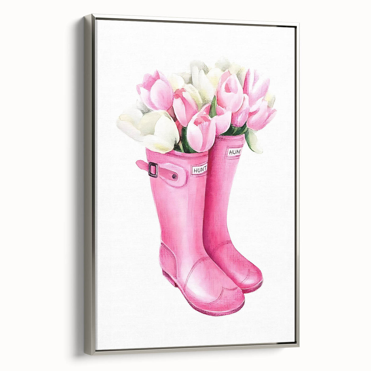 Charming Pink Boots with Flowers Wall Art - Girls Room Decor