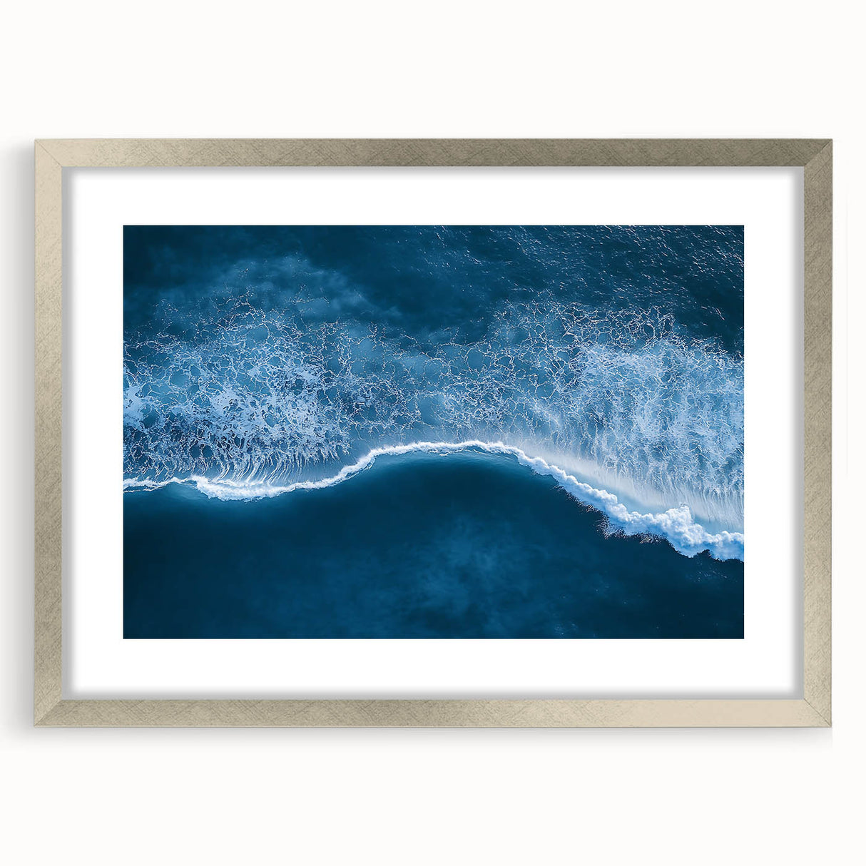 Aerial Ocean Wave Wall Art – Blue Abstract Coastal Motion Print
