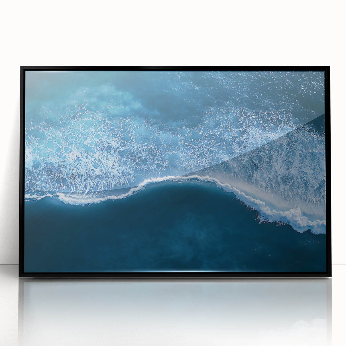 Aerial Ocean Wave Wall Art – Blue Abstract Coastal Motion Print