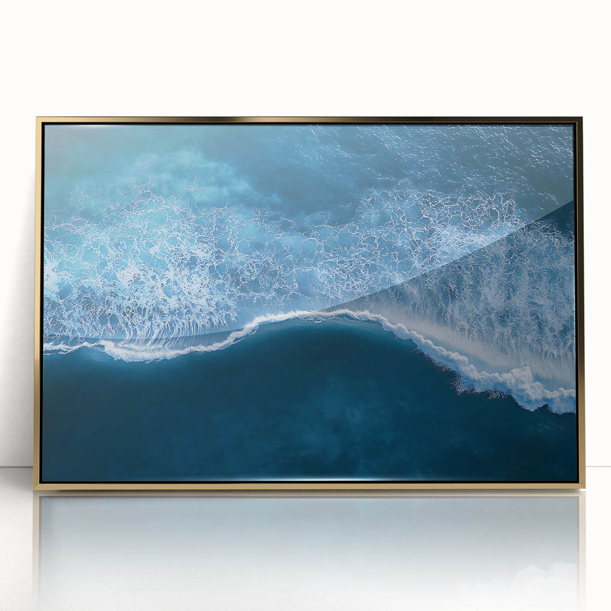 Aerial Ocean Wave Wall Art – Blue Abstract Coastal Motion Print