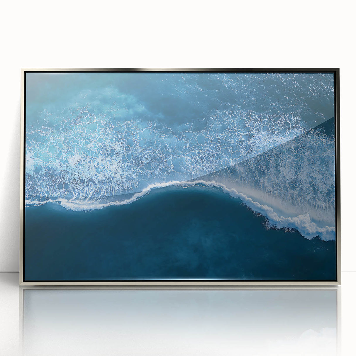 Aerial Ocean Wave Wall Art – Blue Abstract Coastal Motion Print