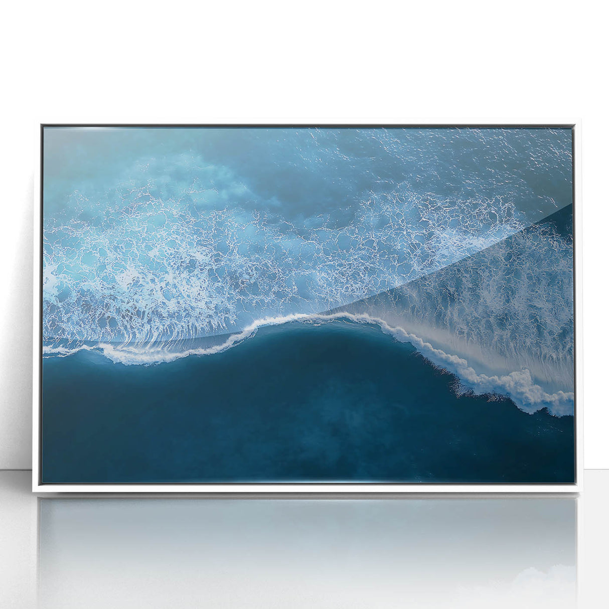 Aerial Ocean Wave Wall Art – Blue Abstract Coastal Motion Print