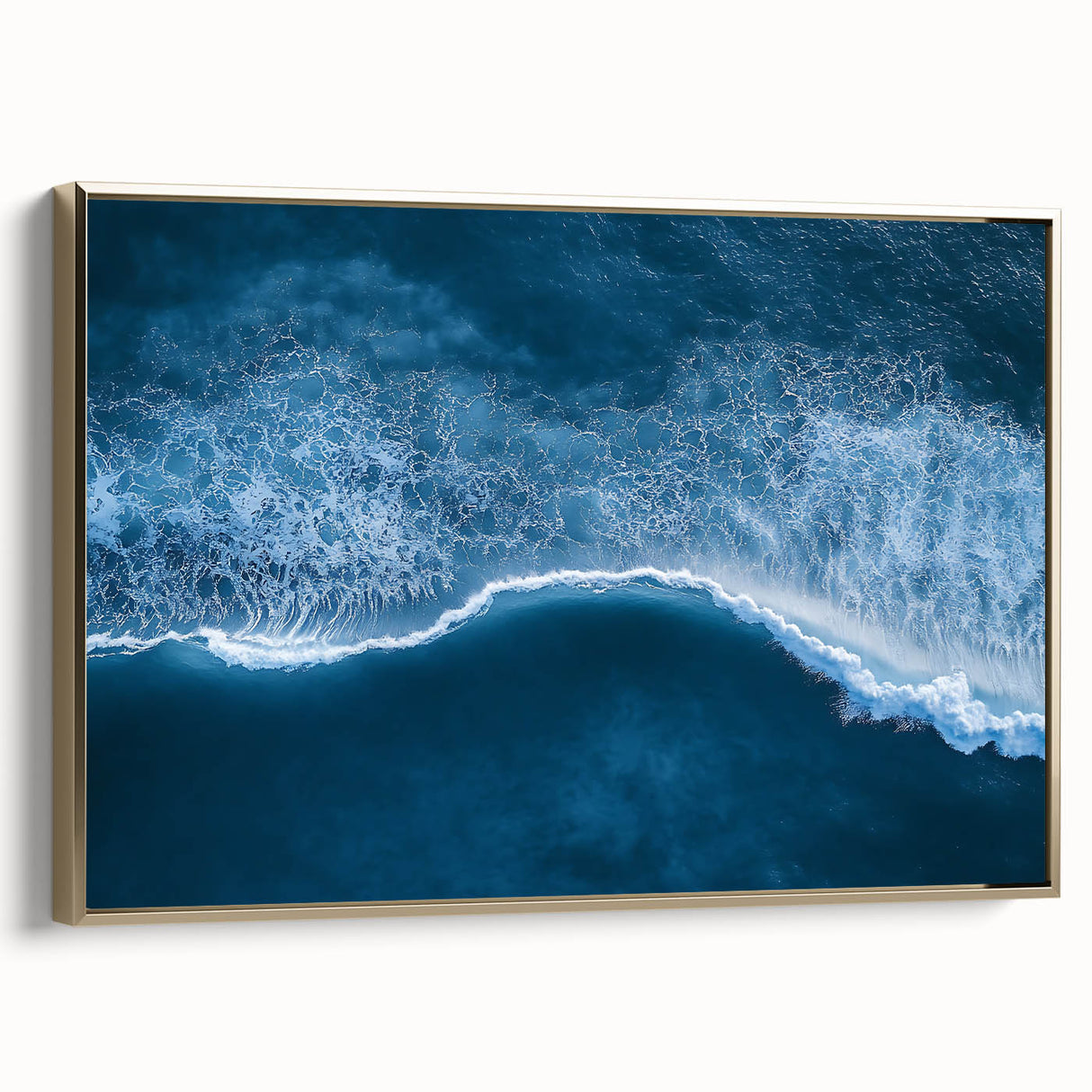 Aerial Ocean Wave Wall Art – Blue Abstract Coastal Motion Print