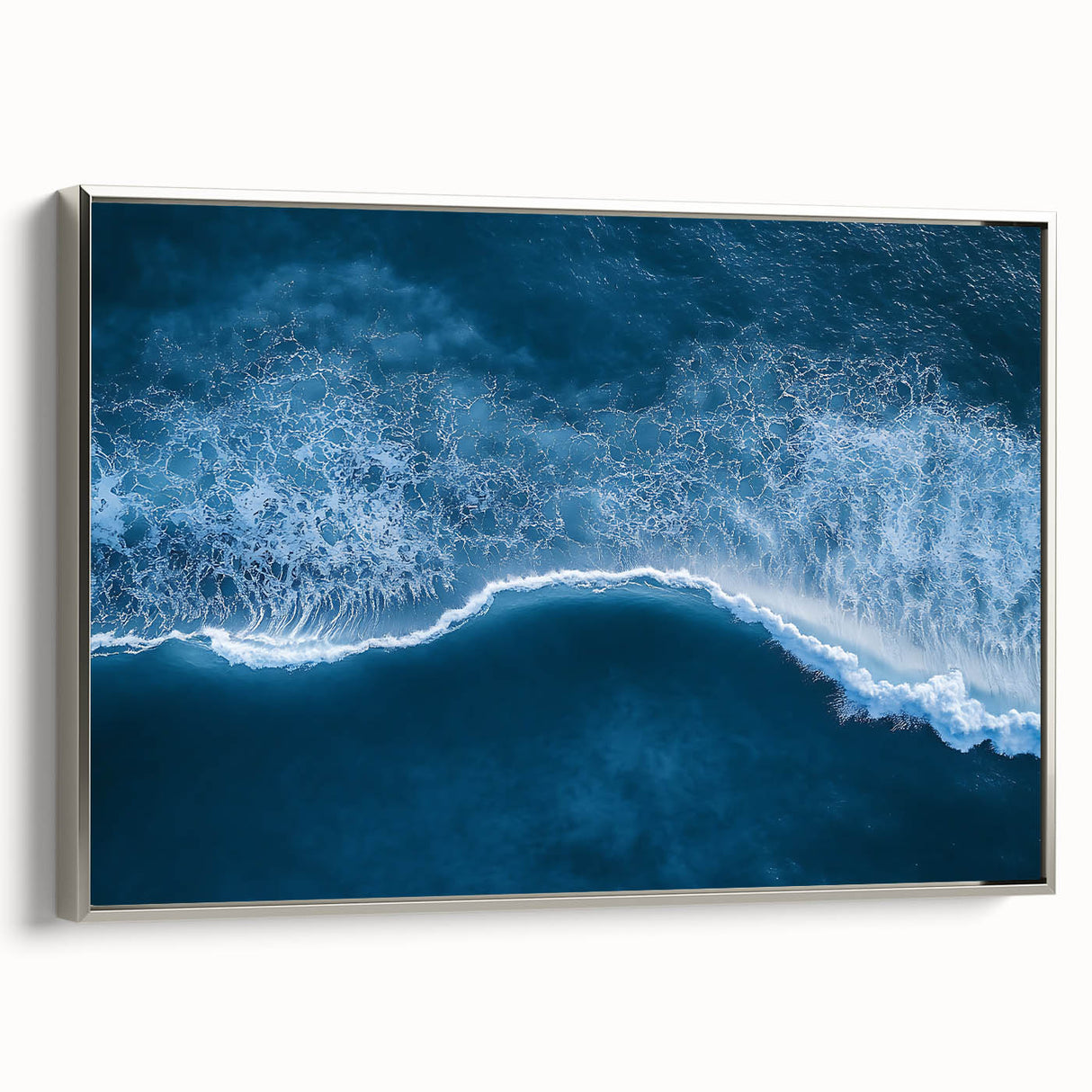 Aerial Ocean Wave Wall Art – Blue Abstract Coastal Motion Print