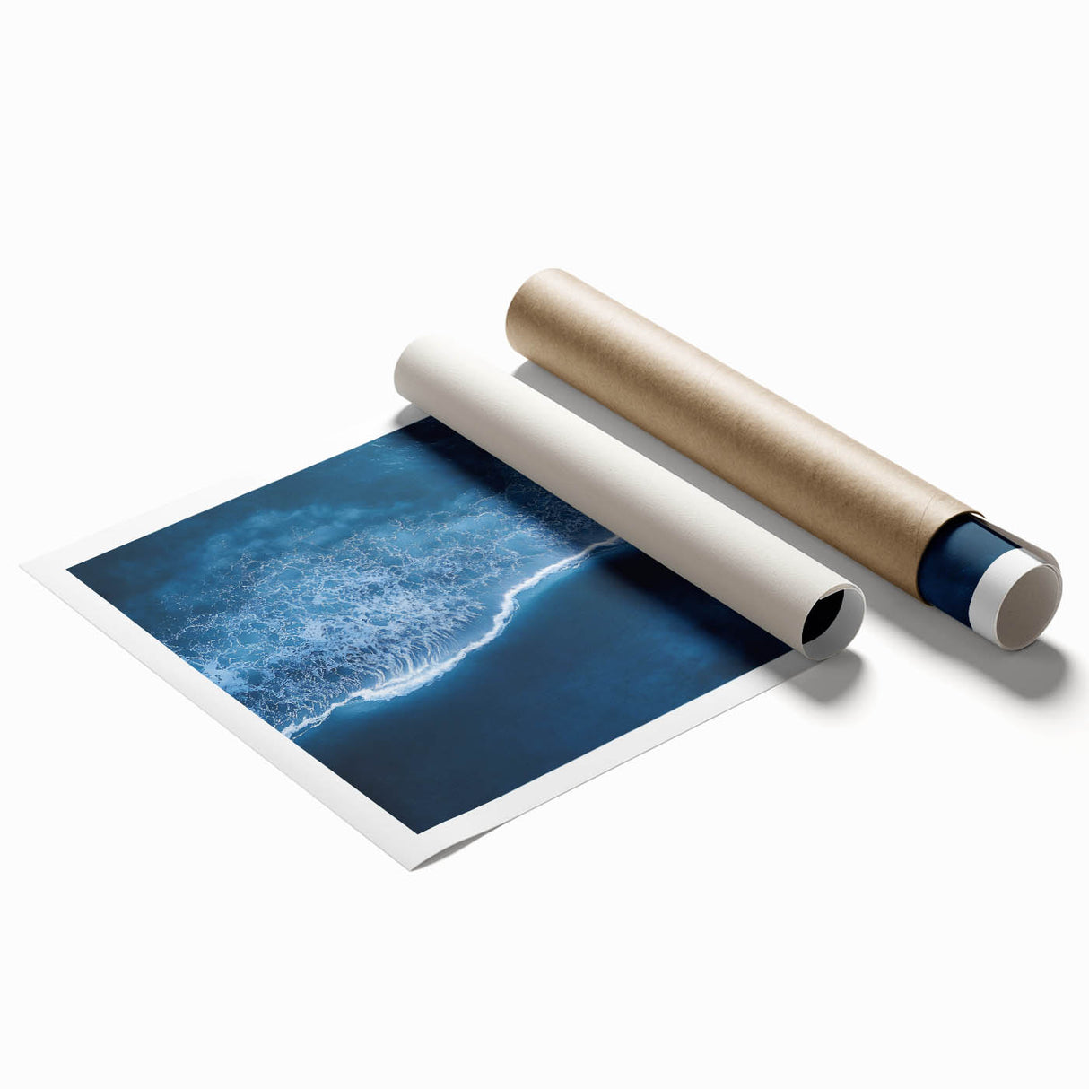 Aerial Ocean Wave Wall Art – Blue Abstract Coastal Motion Print