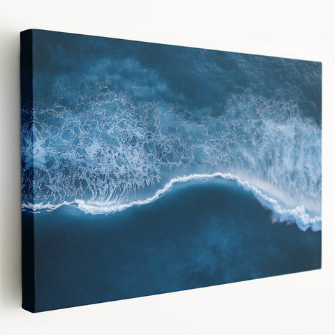 Aerial Ocean Wave Wall Art – Blue Abstract Coastal Motion Print