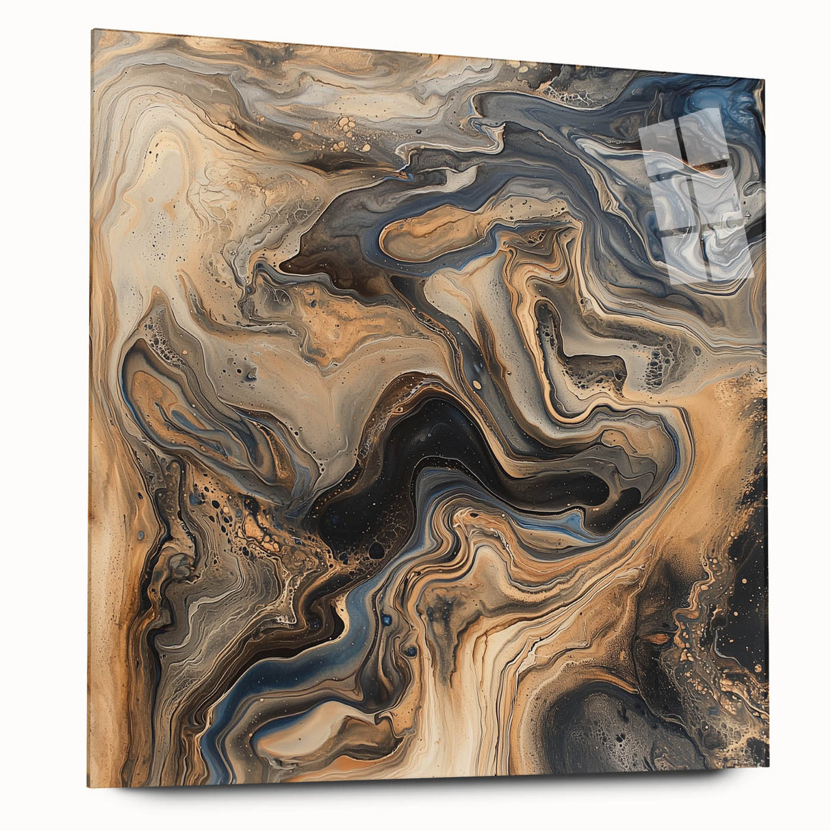 Luxury Abstract Office Wall Art - Beige & Blue Corporate Decor