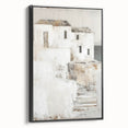 Framed abstract architecture wall art featuring bold black lines and geometric shapes, set against a white background, perfect for modern home decor.