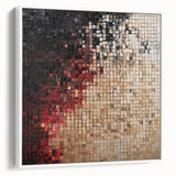 Framed abstract geometric canvas artwork in white, showcasing a modern design with sharp angles and soft curves, ideal for contemporary home decor.