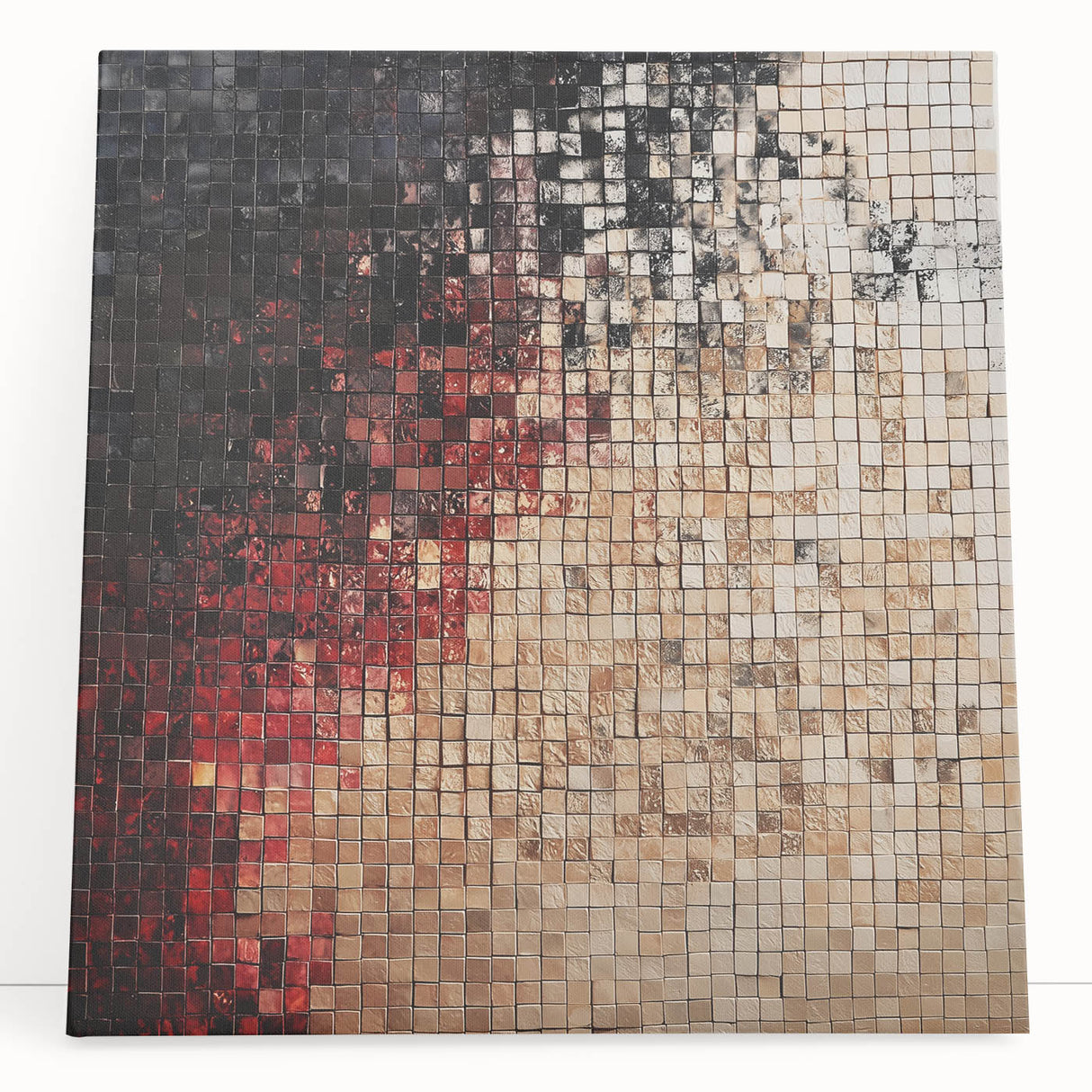 Abstract geometric canvas art with vibrant colors and intricate patterns, showcasing modern design elements. Ideal for contemporary home decor and artistic spaces.
