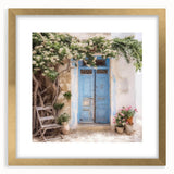 Extra large abstract art print featuring a textured Greek door design in gold tones, ideal for living room decor.