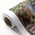 Art Deco style poster featuring a Greek architecture door in muted earth tones on rolled canvas.