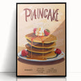Large abstract wall art featuring assorted pastries in muted colors, framed in black acrylic, suitable for a modern kitchen.