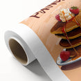 Art deco poster of assorted pastries in soft pastel tones on rolled canvas, ideal for nursery wall art.