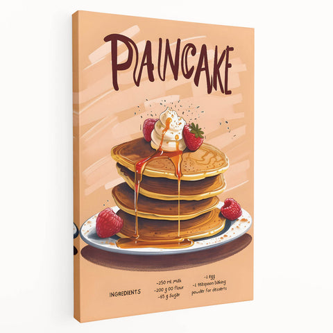 Large stretched canvas featuring a variety of colorful pastries, ideal for kitchen wall art.