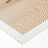 Desert landscape rolled canvas showcasing gentle dunes and a warm color palette, elegantly packaged in a protective cardboard tube, perfect for home decor.