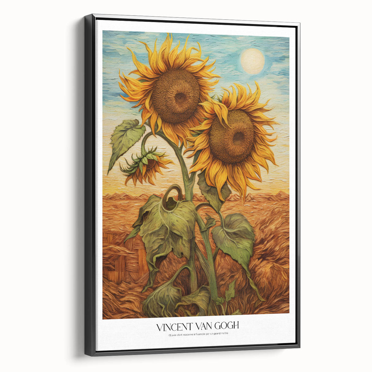 Black and white impressionist landscape painting on framed canvas, ideal for bedroom wall art.