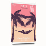 Bali Retro Travel Poster | Tropical Relaxation Hammock Art