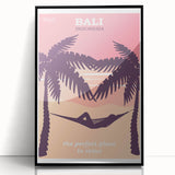 Bali Retro Travel Poster | Tropical Relaxation Hammock Art