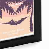 Bali Retro Travel Poster | Tropical Relaxation Hammock Art