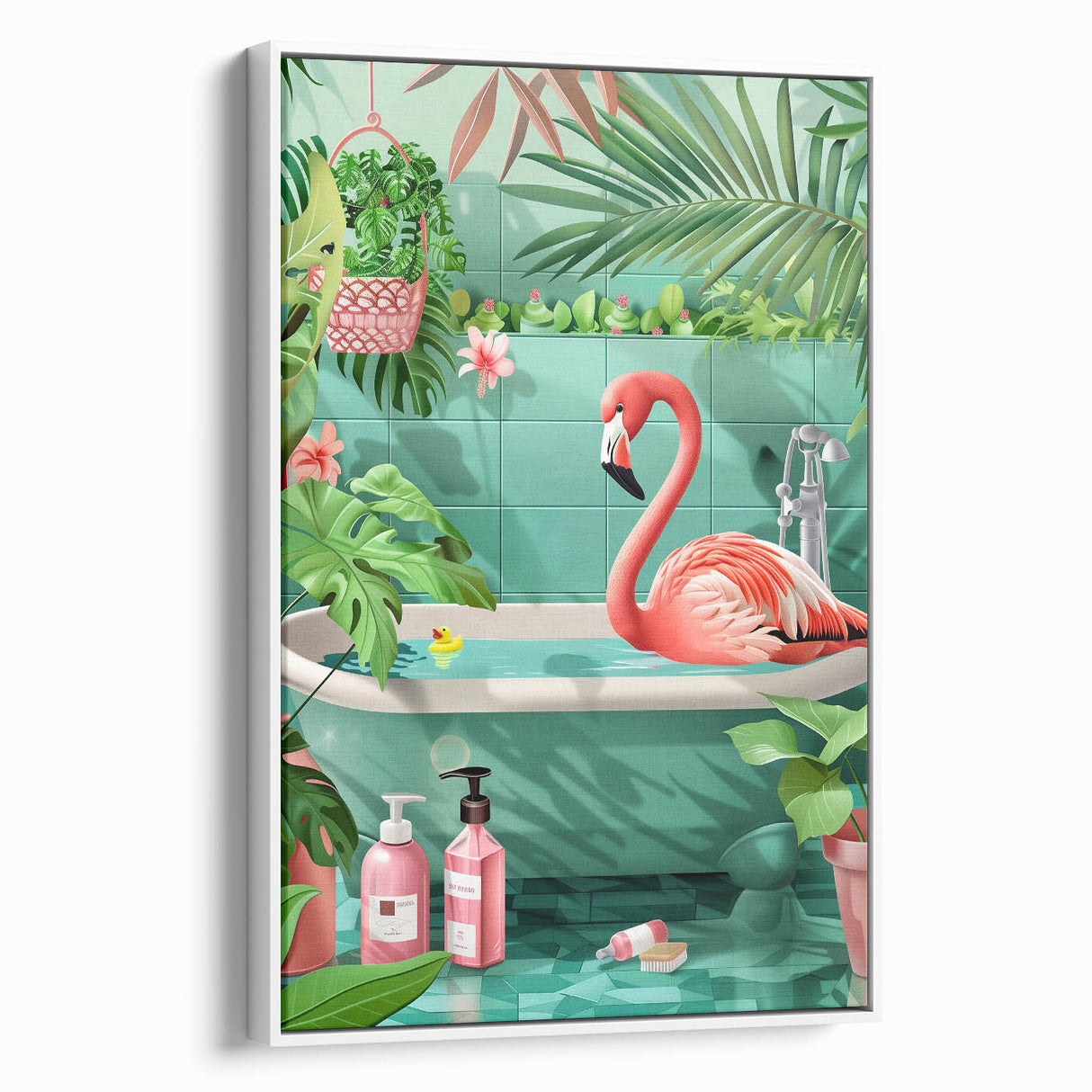Tropical Flamingo Bathroom Wall Art - Vibrant Coastal Decor
