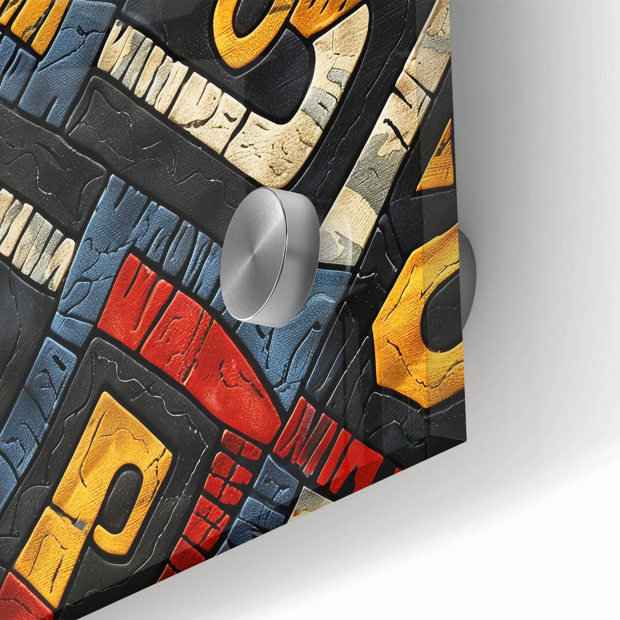 Large abstract wall art depicting an Ethiopian landscape on acrylic glass, in muted earth tones, ideal for dining room decor.
