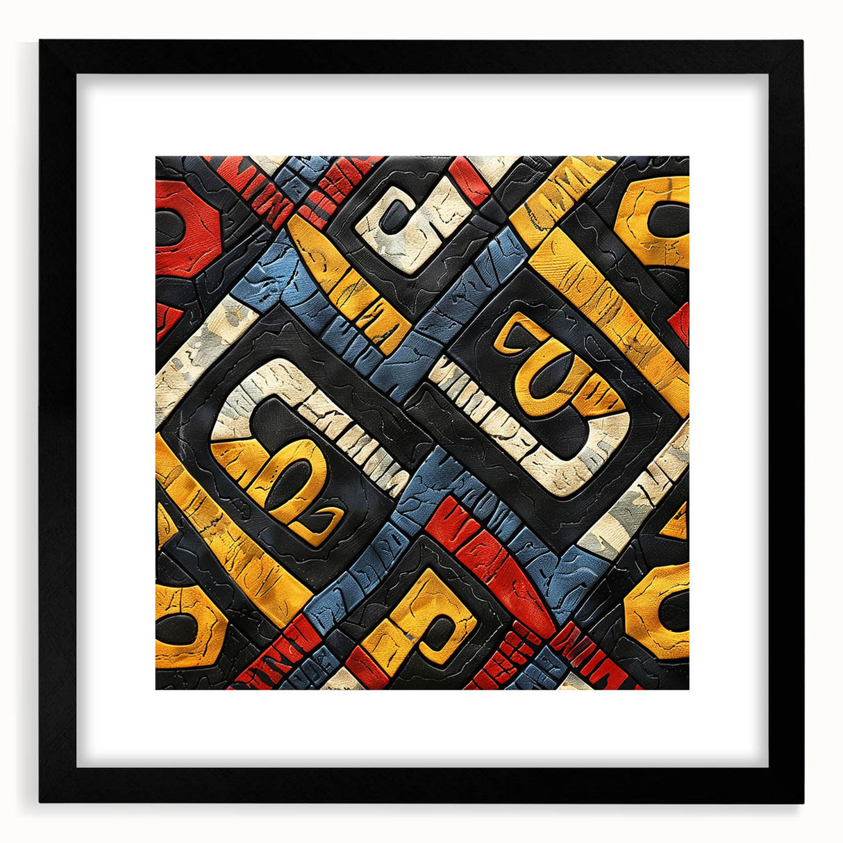 Extra large abstract art print depicting a colorful, textured Ethiopian landscape on a framed canvas.