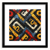 Extra large abstract art print depicting a colorful, textured Ethiopian landscape on a framed canvas.