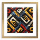Textured abstract art print of an Ethiopian landscape in muted earth tones, framed in gold, suitable for bedroom decor.